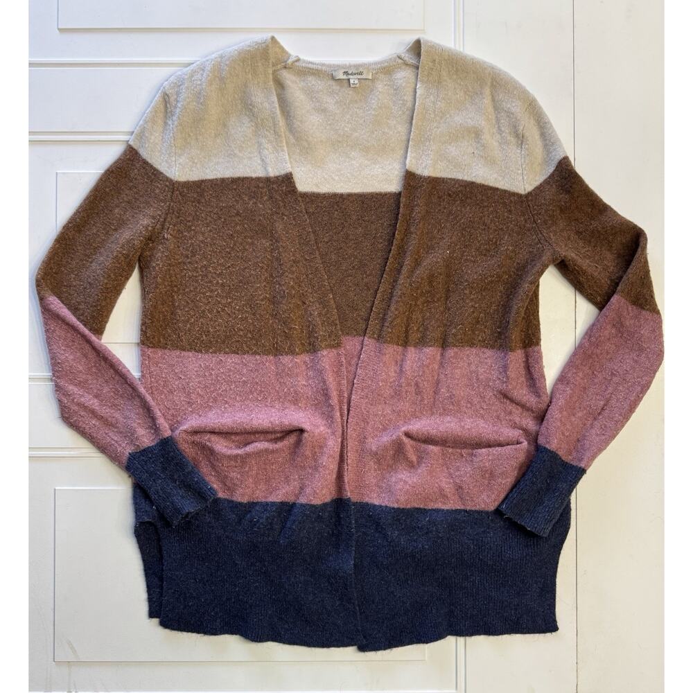 Madewell Kent Striped Cardigan Sweater Colorblock Womens S Merino Wool Blend